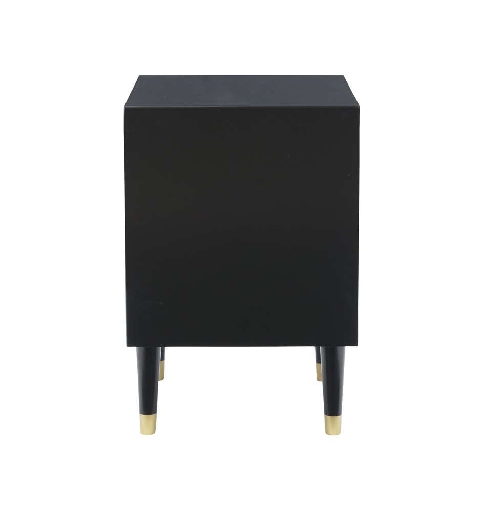 Linon Home Decor - Two Drawer Geo Texture Nightstand Black - BD62BLK01AS veiw 3