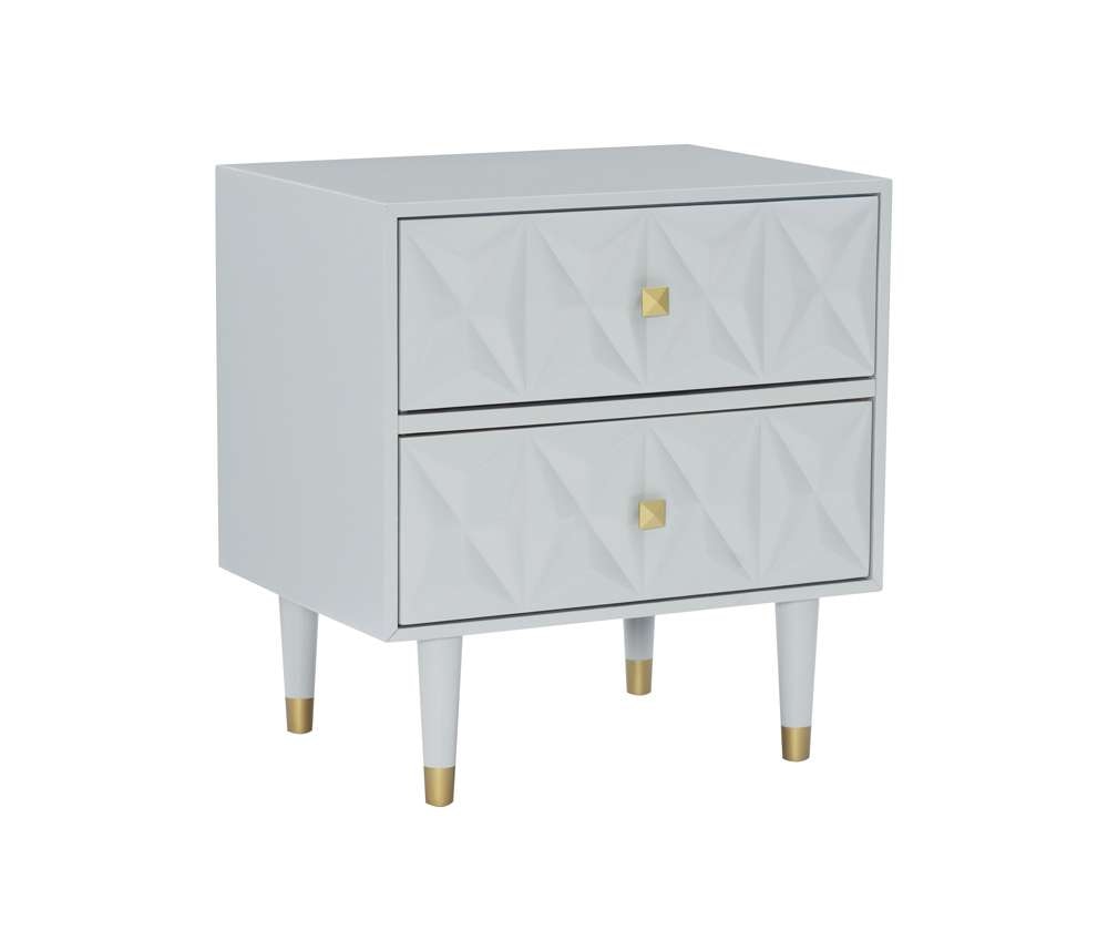 Linon Home Decor - Two Drawer Geo Texture Nightstand Grey - BD63GRY01AS veiw 1