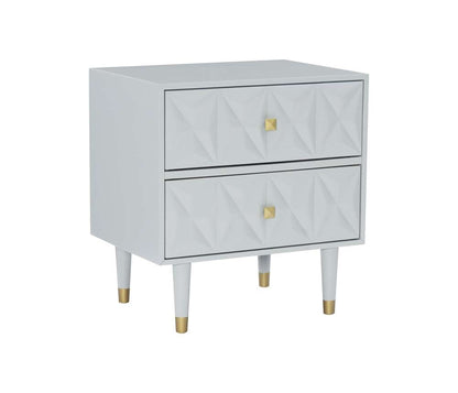 Linon Home Decor - Two Drawer Geo Texture Nightstand Grey - BD63GRY01AS veiw 1