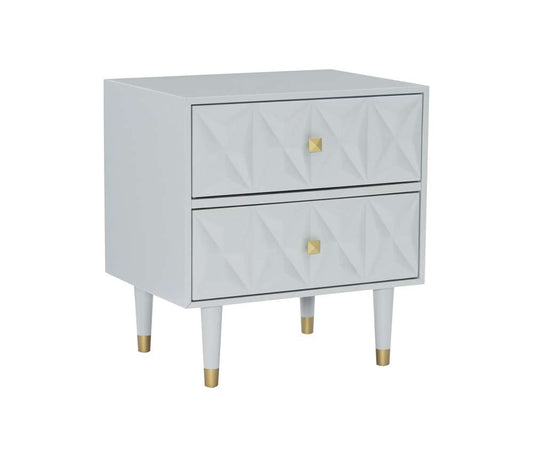 Linon Home Decor - Two Drawer Geo Texture Nightstand Grey - BD63GRY01AS veiw 1