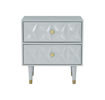 Linon Home Decor - Two Drawer Geo Texture Nightstand Grey - BD63GRY01AS veiw 2