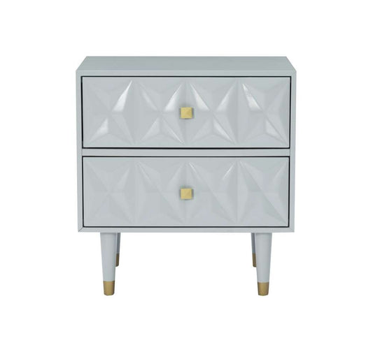 Linon Home Decor - Two Drawer Geo Texture Nightstand Grey - BD63GRY01AS veiw 2
