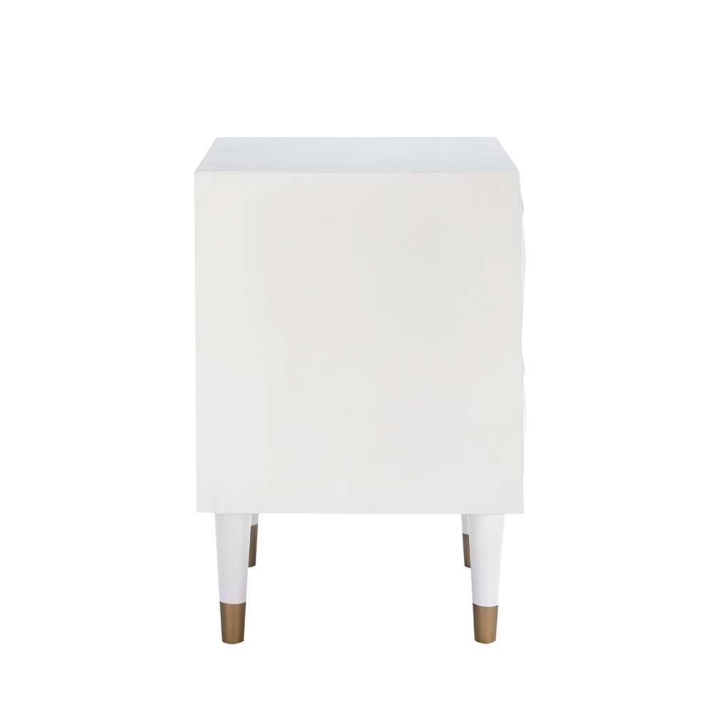Linon Home Decor - Two Drawer Geo Texture Nightstand White - BD53WHT01AS veiw 3