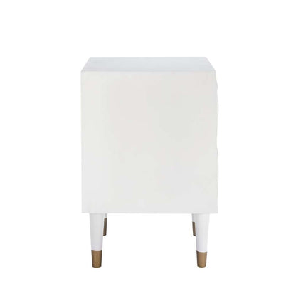 Linon Home Decor - Two Drawer Geo Texture Nightstand White - BD53WHT01AS veiw 3