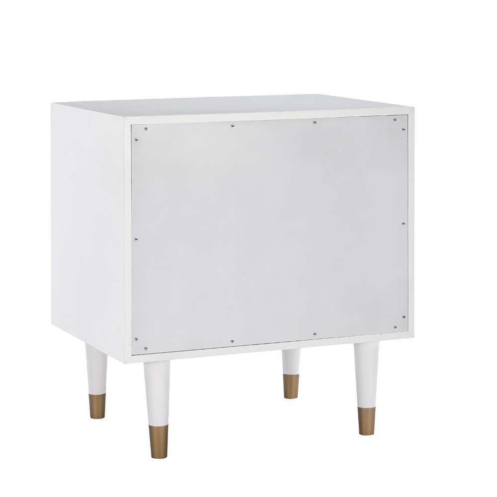 Linon Home Decor - Two Drawer Geo Texture Nightstand White - BD53WHT01AS veiw 4