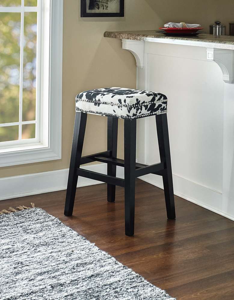 Linon Home Decor - Walt Black Cow Print Bar Stool - BS101COW01U veiw 1