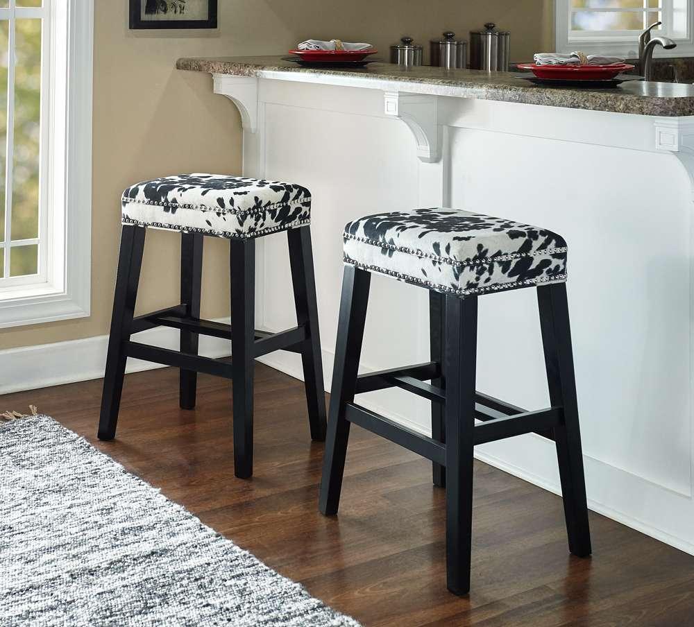 Linon Home Decor - Walt Black Cow Print Bar Stool - BS101COW01U veiw 4