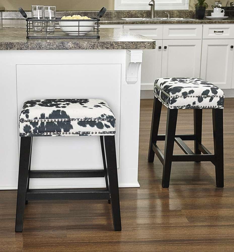 Linon Home Decor - Walt Black Cow Print Counter Stool - CS098COW01U veiw 4