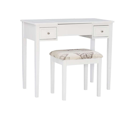 Linon Home Decor - White Butterfly Vanity And Stool - 98135WHTX-01-KD-U veiw 1
