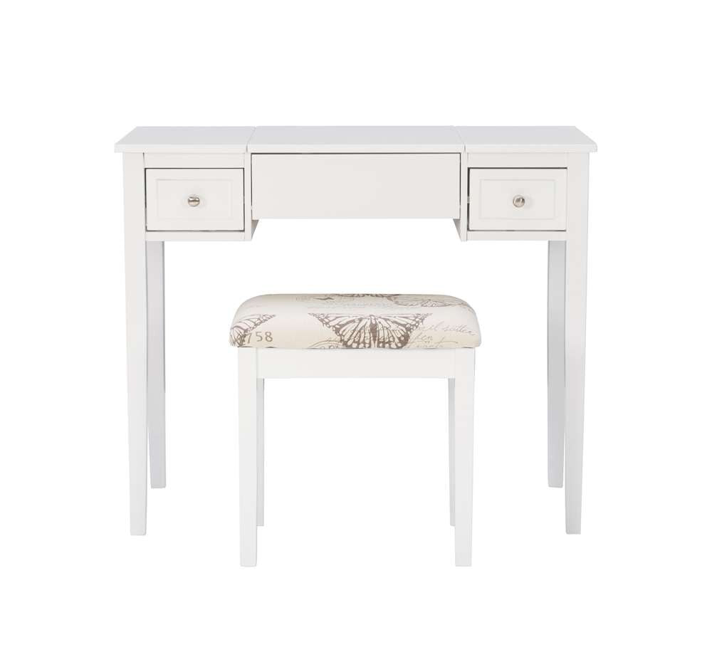 Linon Home Decor - White Butterfly Vanity And Stool - 98135WHTX-01-KD-U veiw 2