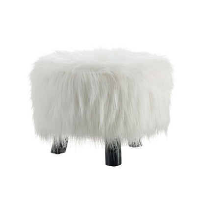 Linon Home Decor - White Faux Fur Foot Stool (16 Inches Wide) - 40487WHT-01-AS-U veiw 3