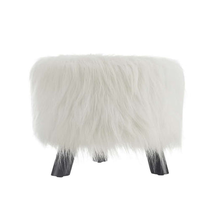 Linon Home Decor - White Faux Fur Foot Stool (16 Inches Wide) - 40487WHT-01-AS-U veiw 4