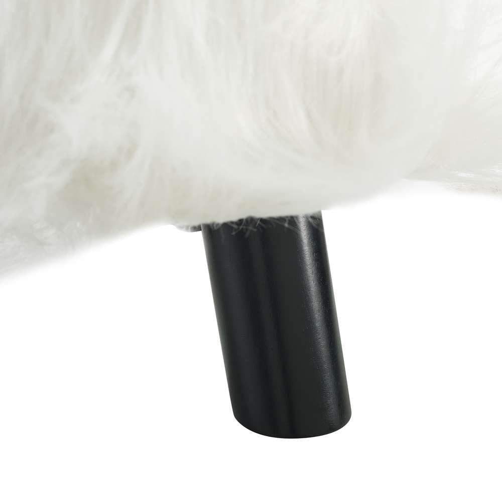 Linon Home Decor - White Faux Fur Foot Stool (16 Inches Wide) - 40487WHT-01-AS-U veiw 5