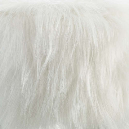 Linon Home Decor - White Faux Fur Foot Stool (16 Inches Wide) - 40487WHT-01-AS-U veiw 6