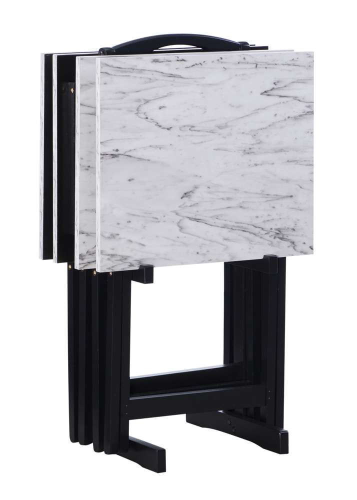 Linon Home Decor - White Faux Marble Tray Set - 43001WHTSET-01-AS veiw 1