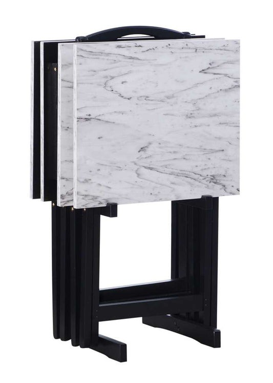 Linon Home Decor - White Faux Marble Tray Set - 43001WHTSET-01-AS veiw 1