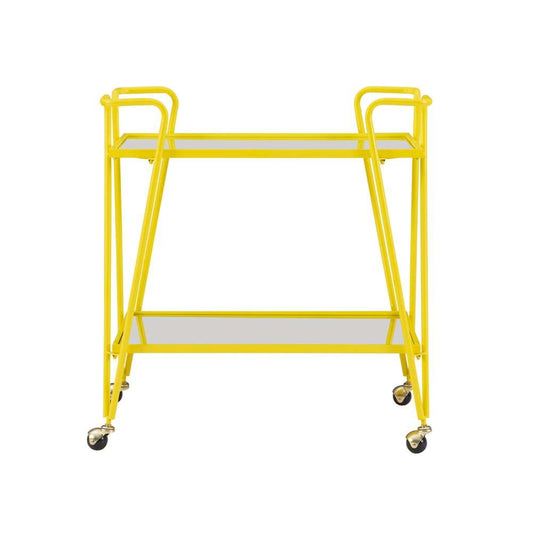 Linon Home Decor - Yellow Mid-Century Bar Cart - KI108YELKD01 veiw 2