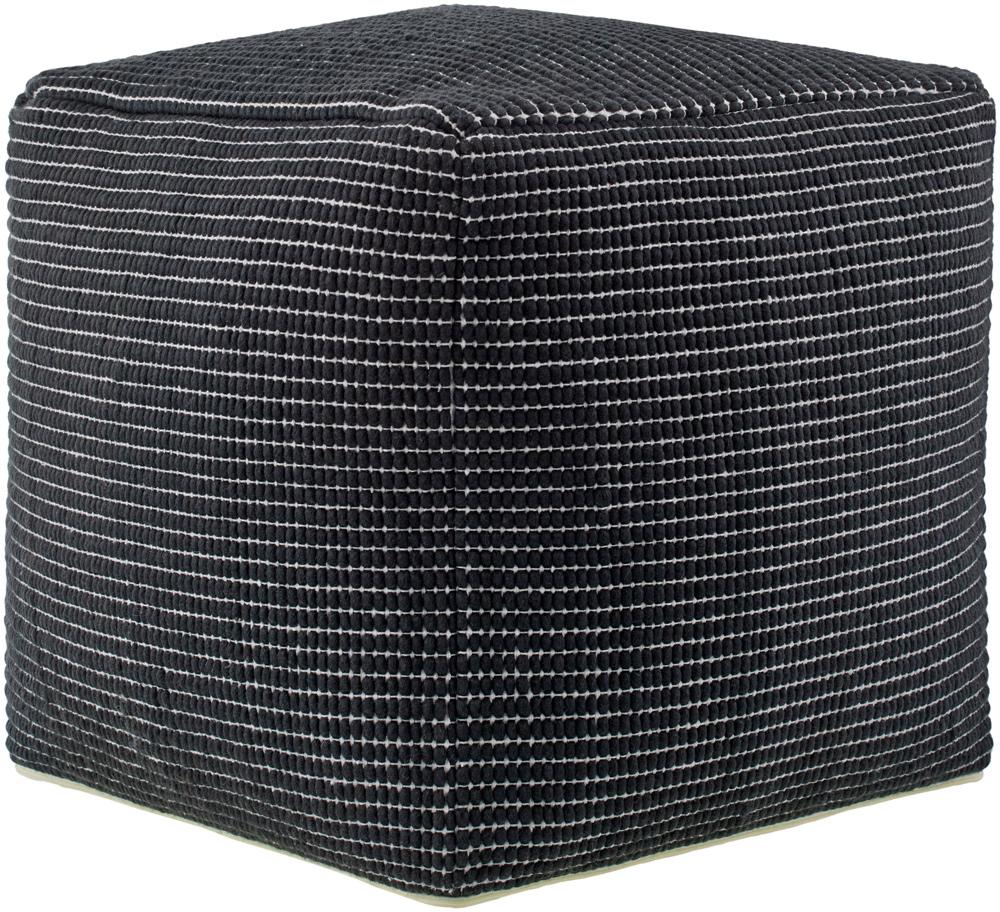 Livabliss - Chunky Grid Pouf - Black - CUPF001-181818 veiw 1