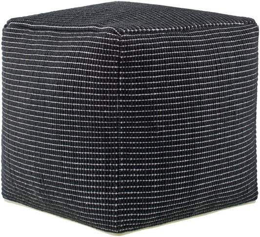 Livabliss - Chunky Grid Pouf - Black - CUPF001-181818 veiw 1