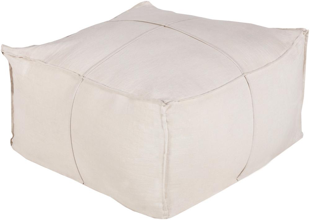 Livabliss - Solid Linen Pouf - Ivory - SLPH-001 veiw 1