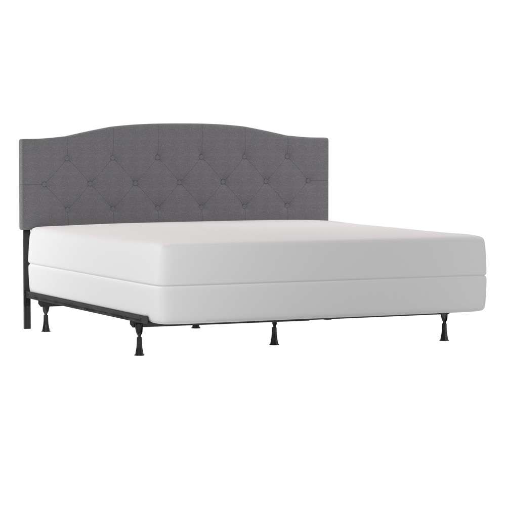 Living Essentials by Hillsdale - Provence Upholstered Arch Adjustable Tufted King/Cal King Headboard with Frame, Glacier Gray Fabric - 2694HKRG