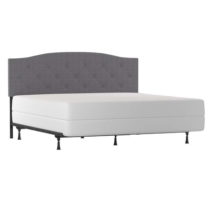 Living Essentials by Hillsdale - Provence Upholstered Arch Adjustable Tufted King/Cal King Headboard with Frame, Glacier Gray Fabric - 2694HKRG