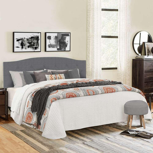 Living Essentials by Hillsdale - Provence Upholstered Arch Adjustable Tufted King/Cal King Headboard with Frame, Glacier Gray Fabric - 2694HKRG veiw 1