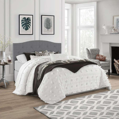 Living Essentials by Hillsdale - Provence Upholstered Arch Adjustable Tufted Full/Queen Headboard with Frame, Glacier Gray Fabric - 2694HFQRG veiw 1