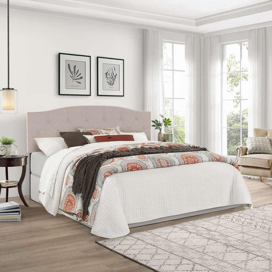 Living Essentials by Hillsdale - Provence Upholstered Arch Adjustable Tufted King/Cal King Headboard with Frame, Linen Fabric - 2694HKRL veiw 1