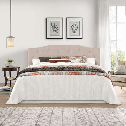 Living Essentials by Hillsdale - Provence Upholstered Arch Adjustable Tufted King/Cal King Headboard with Frame, Linen Fabric - 2694HKRL veiw 2