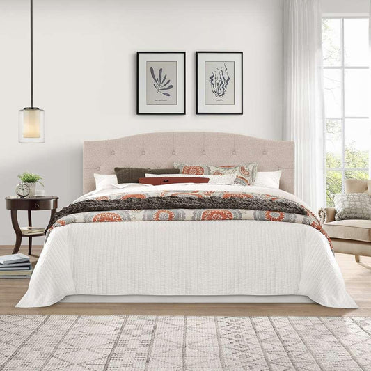 Living Essentials by Hillsdale - Provence Upholstered Arch Adjustable Tufted King/Cal King Headboard with Frame, Linen Fabric - 2694HKRL veiw 2
