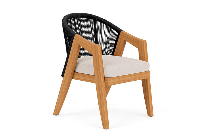 Lloyd Flanders - Alpine Dining Armchair In Natural Teak Finish With Canvas Birds Eye Fabric - 363001096937 view 1