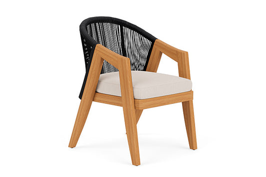 Lloyd Flanders - Alpine Dining Armchair In Natural Teak Finish With Canvas Birds Eye Fabric - 363001096937 view 1