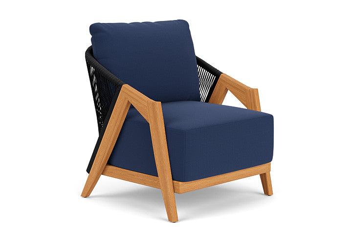 Lloyd Flanders - Alpine Lounge Chair In Natural Teak Finish With Beach Navy Fabric - 3630020962013 view 1