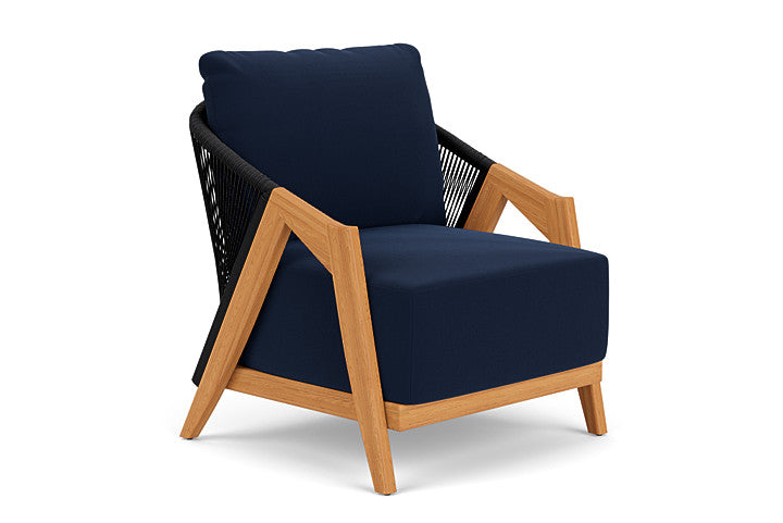 Lloyd Flanders - Alpine Lounge Chair In Natural Teak Finish With Decorline Navy Fabric - 3630020962019 view 1