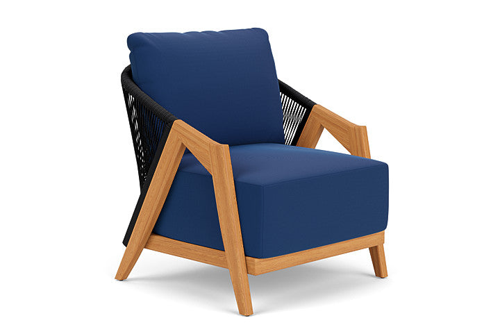 Lloyd Flanders - Alpine Lounge Chair In Natural Teak Finish With Flagship Lapis Fabric - 3630020961813 view 1