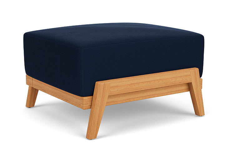 Lloyd Flanders - Alpine Ottoman In Natural Teak Finish With Decorline Navy Fabric - 3630170962019 view 1