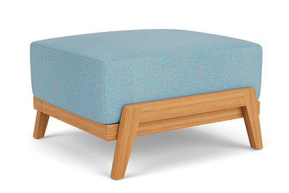 Lloyd Flanders - Alpine Ottoman In Natural Teak Finish With Leeds Light Blue Fabric - 3630170962058 view 1