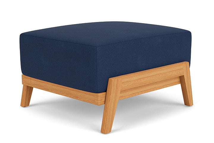 Lloyd Flanders - Alpine Ottoman In Natural Teak Finish With Sandberg Navy Fabric - 3630170962025 view 1