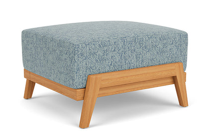 Lloyd Flanders - Alpine Ottoman In Natural Teak Finish With Serene Ocean Fabric - 3630170962032 view 1