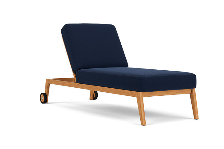Lloyd Flanders - Alpine Pool Chaise In Natural Teak Finish With Decorline Navy Fabric - 3630200962019 view 1