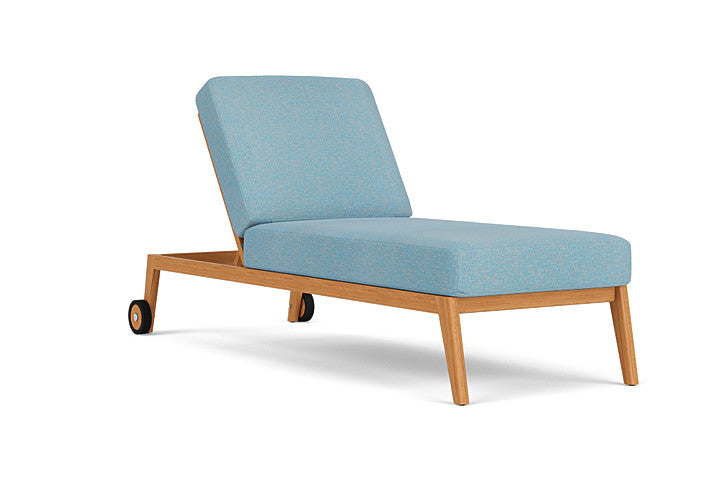 Lloyd Flanders - Alpine Pool Chaise In Natural Teak Finish With Leeds Light Blue Fabric - 3630200962058 view 1