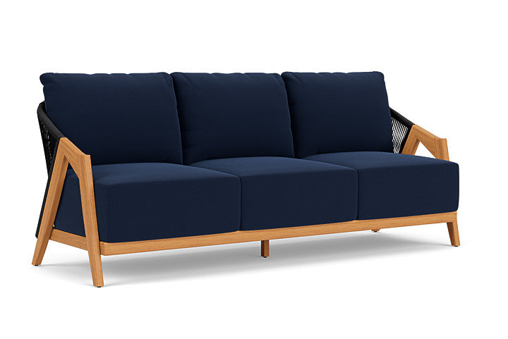 Lloyd Flanders - Alpine Sofa In Natural Teak Finish With Decorline Navy Fabric - 3630550962019 view 1