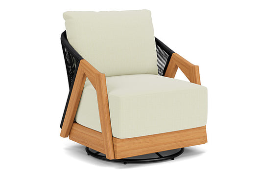 Lloyd Flanders - Alpine Swivel Lounge Chair In Natural Teak Finish With Bamboo Bay Meadow Fabric - 3630800962060 view 1