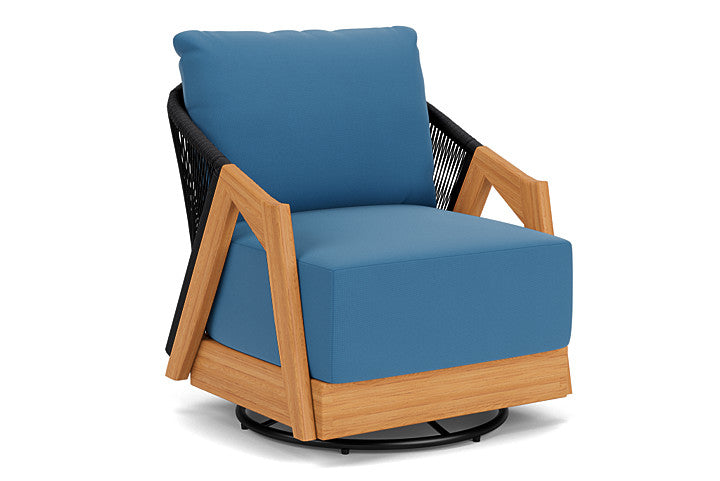 Lloyd Flanders - Alpine Swivel Lounge Chair In Natural Teak Finish With Bamboo Bay Sky Fabric - 3630800962007 view 1