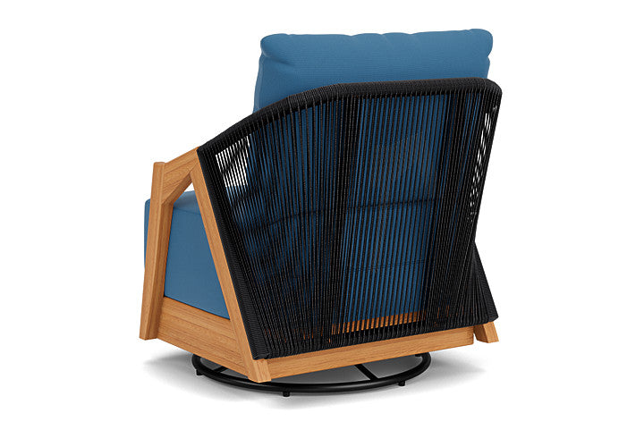 Lloyd Flanders - Alpine Swivel Lounge Chair In Natural Teak Finish With Bamboo Bay Sky Fabric - 3630800962007 view 2