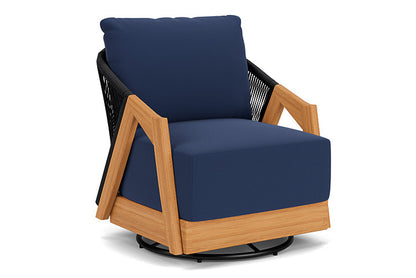 Lloyd Flanders - Alpine Swivel Lounge Chair In Natural Teak Finish With Beach Navy Fabric - 3630800962013 view 1