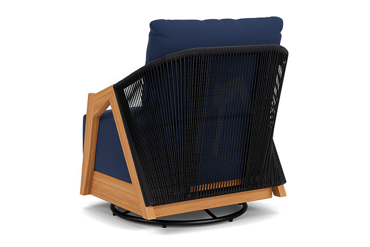 Lloyd Flanders - Alpine Swivel Lounge Chair In Natural Teak Finish With Beach Navy Fabric - 3630800962013 view 2