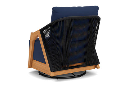 Lloyd Flanders - Alpine Swivel Lounge Chair In Natural Teak Finish With Beach Navy Fabric - 3630800962013 view 2