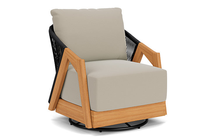 Lloyd Flanders - Alpine Swivel Lounge Chair In Natural Teak Finish With Callen Driftwood Fabric - 3630800962023 view 1